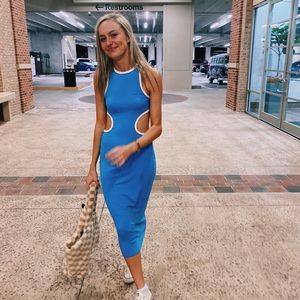 Blue cutout tank dress